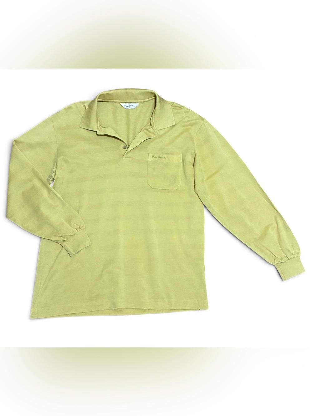 Pierre Cardin Vintage 100% Cotton Long Sleeve Polo Shirt Mens Medium Made Korea